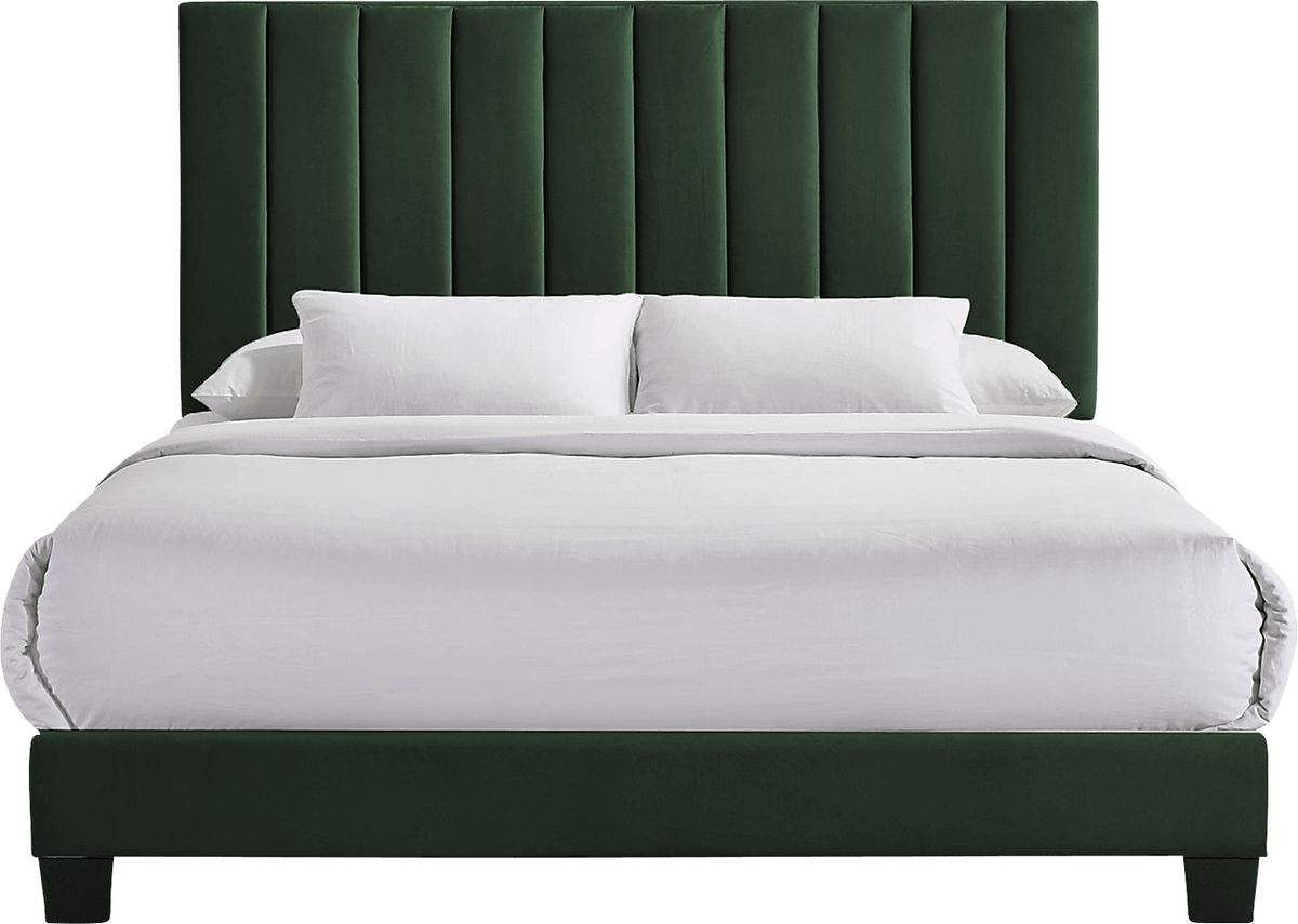 Kekoa Emerald Green Polyester Fabric Queen Bed | Rooms to Go