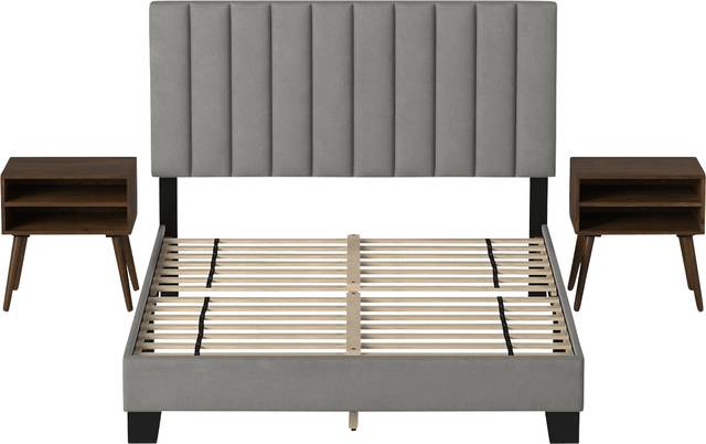 Kekoa Gray 3 Pc Queen Platform Bed - Thumbnail - Image 2