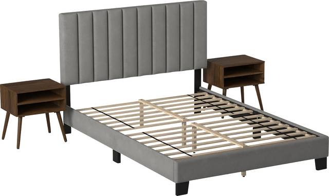 Kekoa Gray 3 Pc Queen Platform Bed - Thumbnail - Image 1