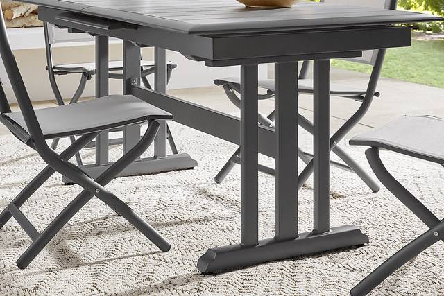 Kellen Charcoal 7 Pc Outdoor Extension Dining Set with Folding Chairs - Thumbnail - Image 4