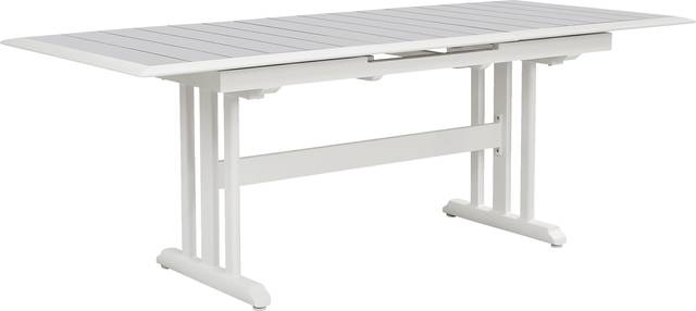 Kellen White 7 Pc Outdoor Extension Dining Set with Folding Chairs - Thumbnail - Image 3