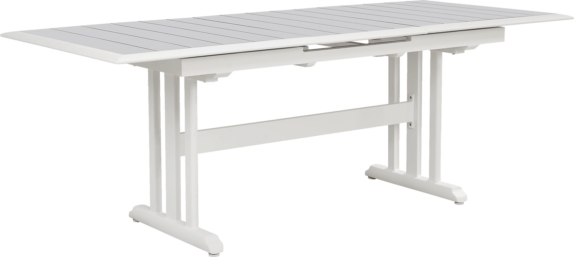 Kellen White 7 Pc Outdoor Extension Dining Set with Folding Chairs - Image 3