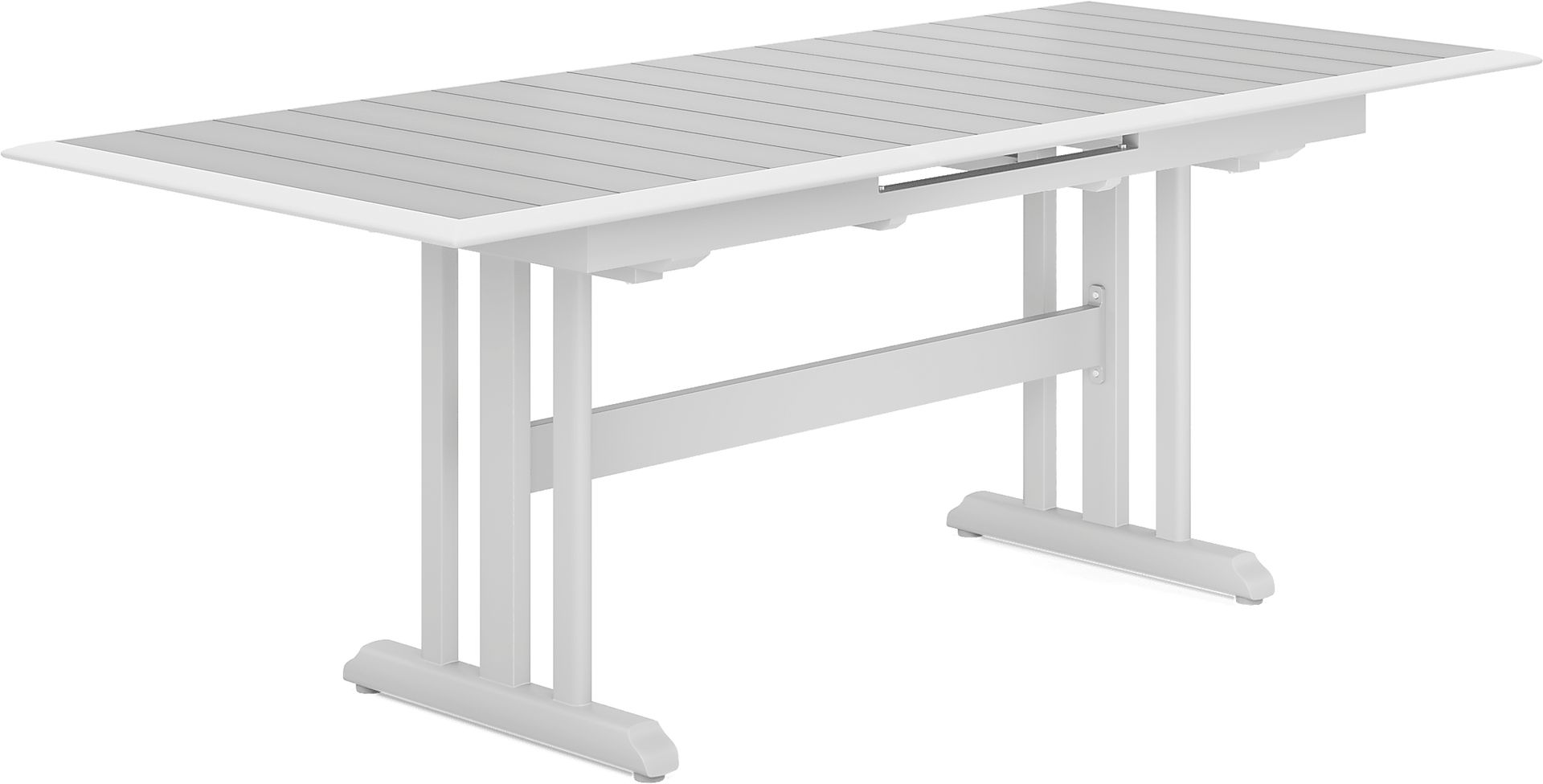 Kellen White 5 Pc Outdoor Extension Dining Set with Folding Chairs - Image 3