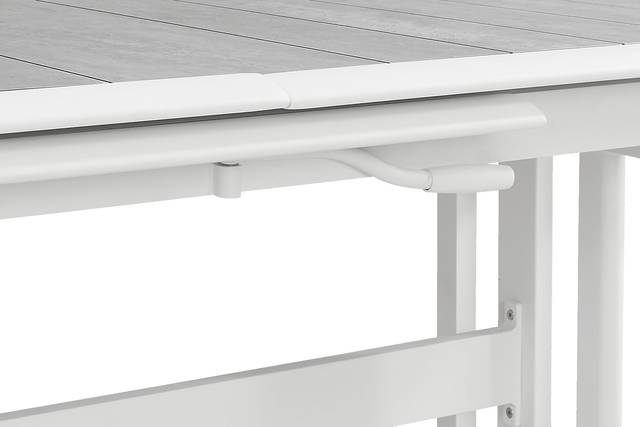 Kellen White 7 Pc Outdoor Extension Dining Set with Folding Chairs - Thumbnail - Image 5