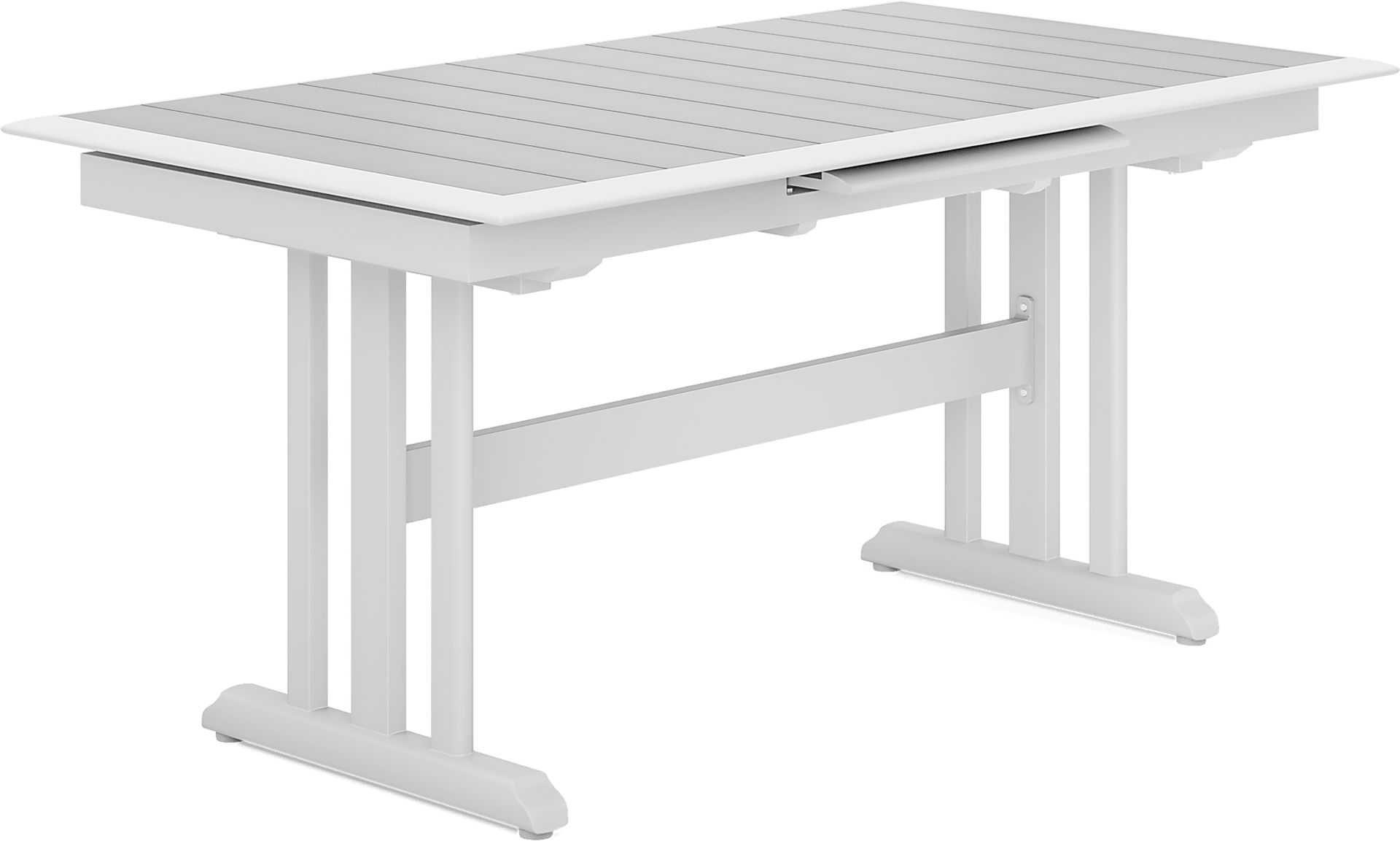 Kellen White 5 Pc Outdoor Extension Dining Set with Folding Chairs - Image 2