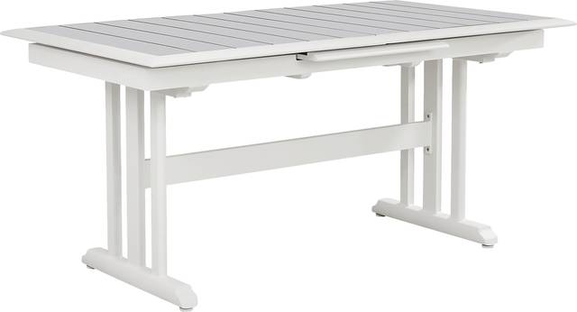 Kellen White 7 Pc Outdoor Extension Dining Set with Folding Chairs - Thumbnail - Image 2