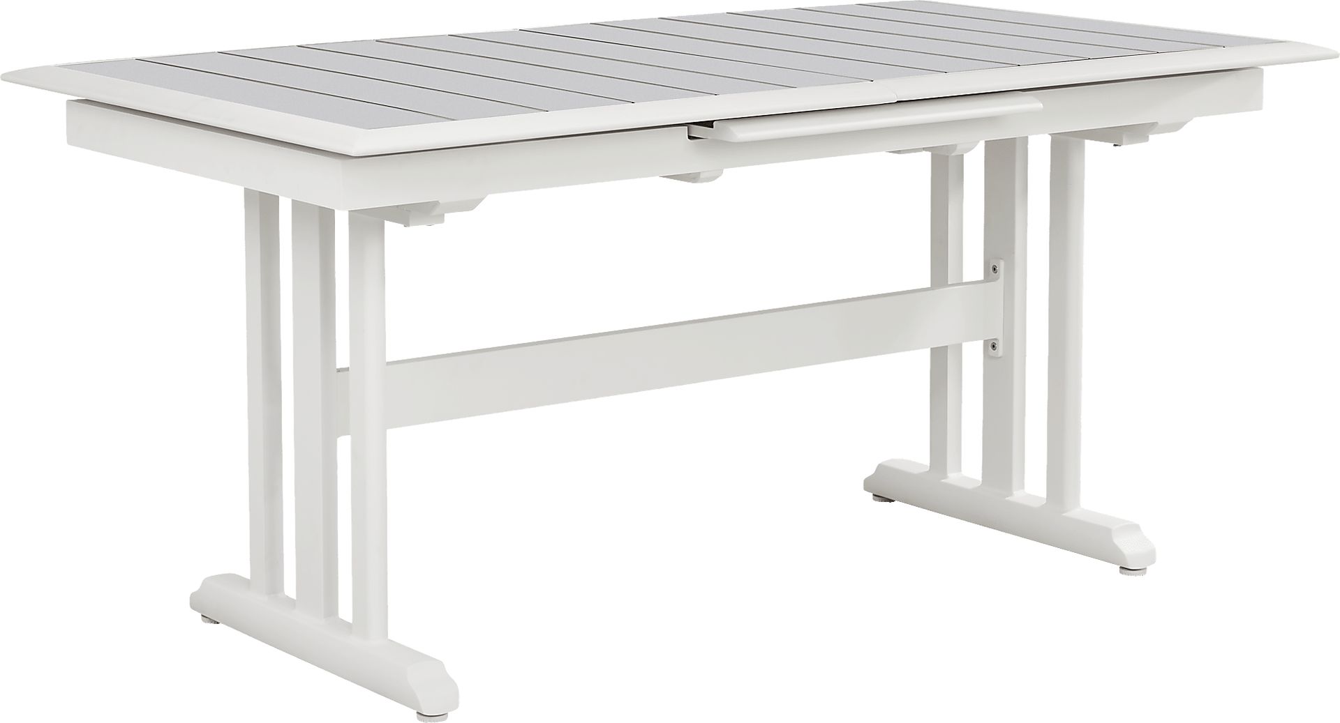 Kellen White 7 Pc Outdoor Extension Dining Set with Folding Chairs - Image 2