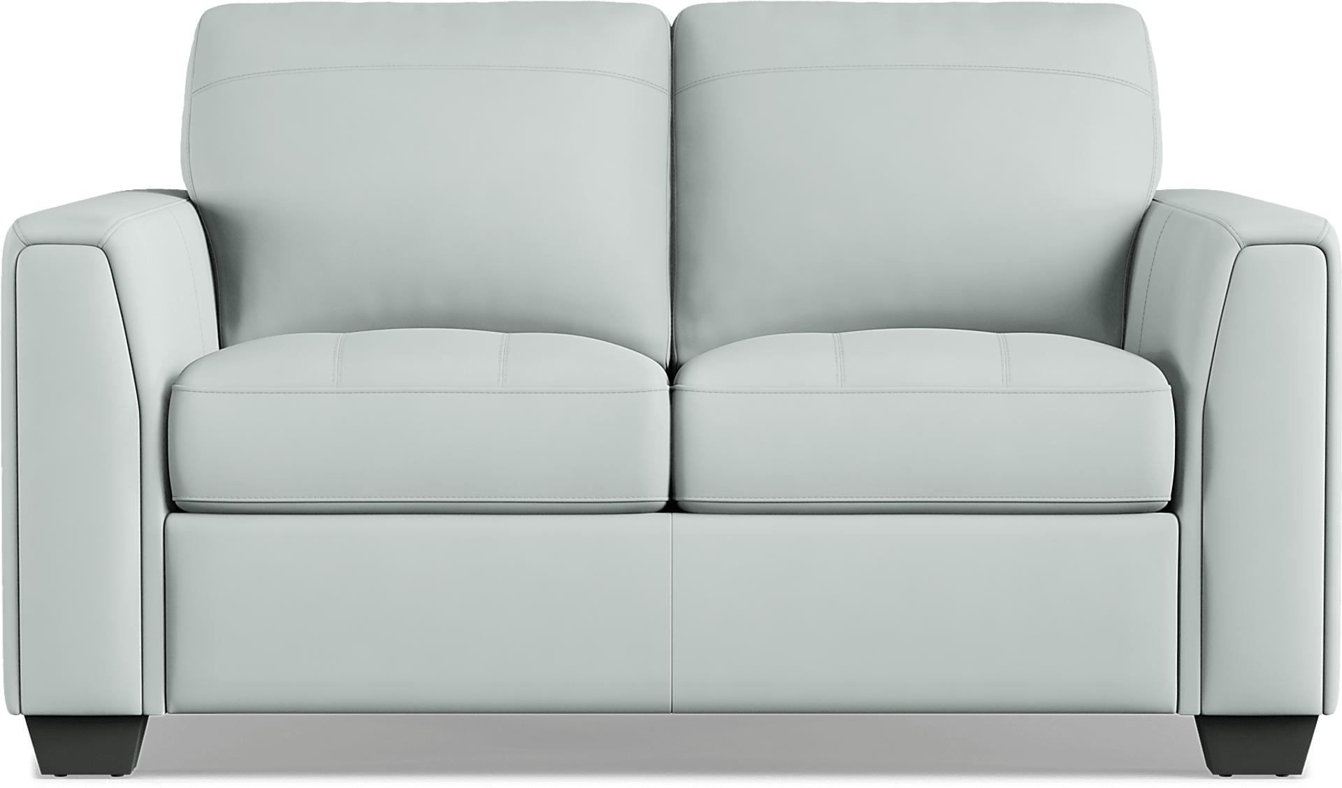 Kelly Aqua Leather Loveseat