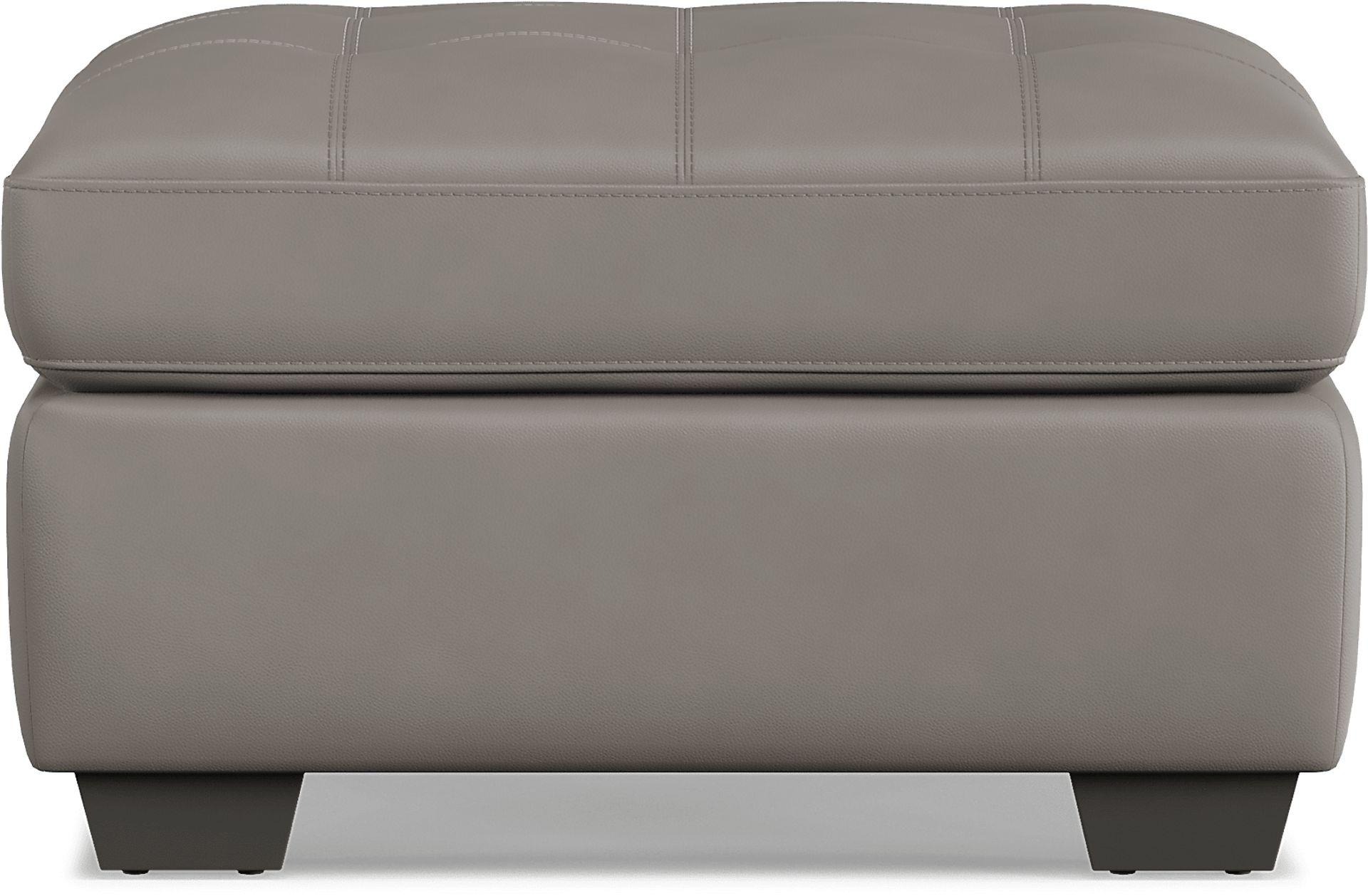Kelly Gray Leather Ottoman - Image 2