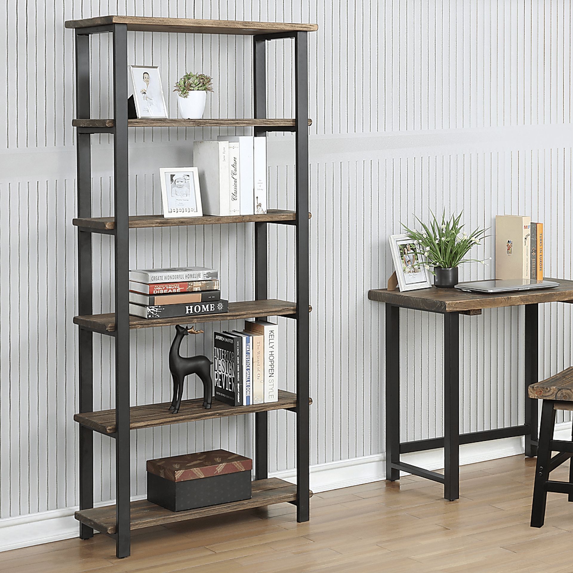 Kenarra I Brown 5-Shelf Bookcase - Image 2