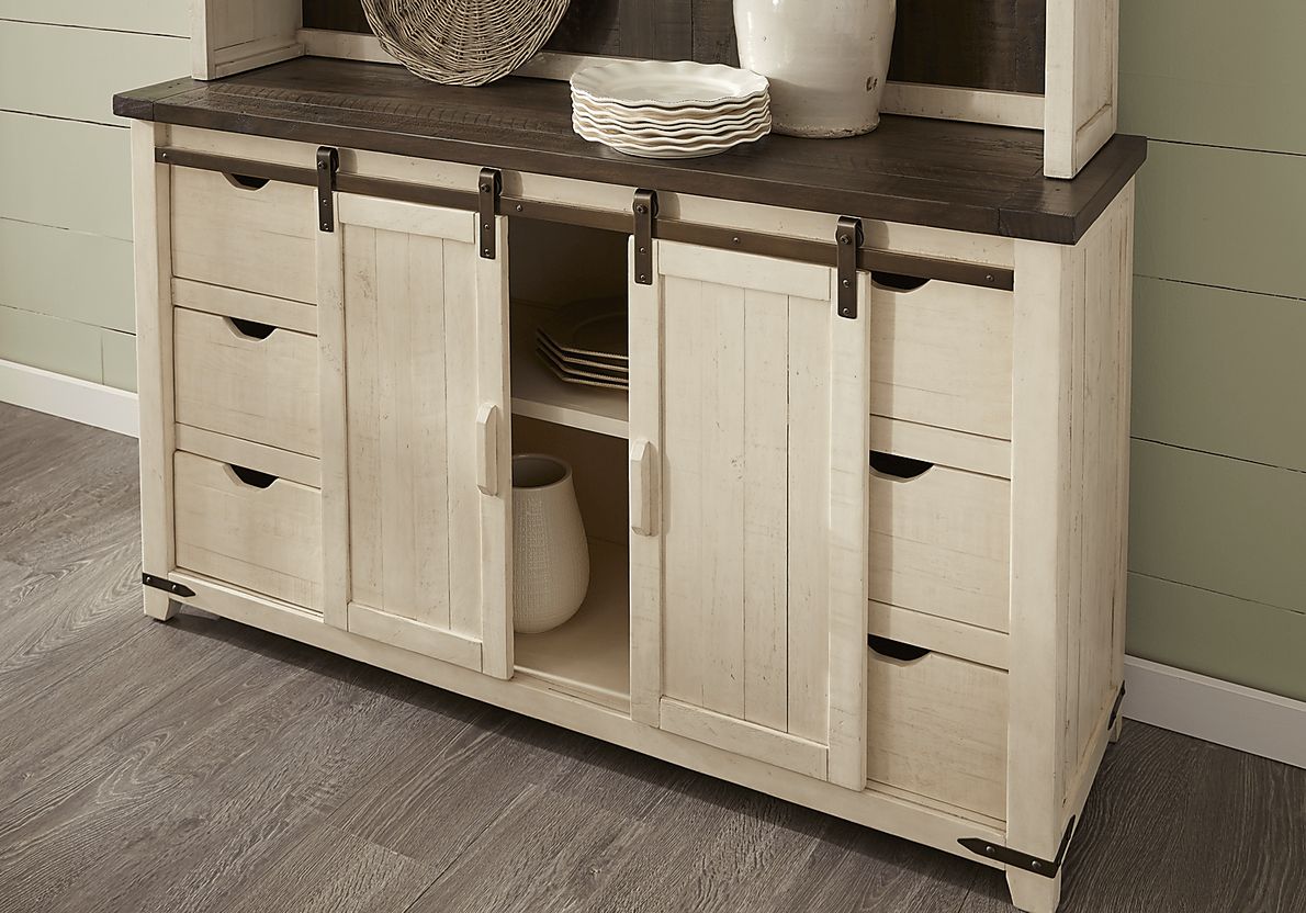 Kenbridge White 2 Pc Server with Hutch Rooms To Go