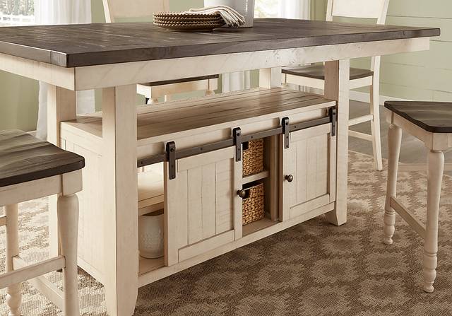 Kenbridge White 6 Pc Counter Height Dining Room with Kyoto Stools and Bench - Thumbnail - Image 4