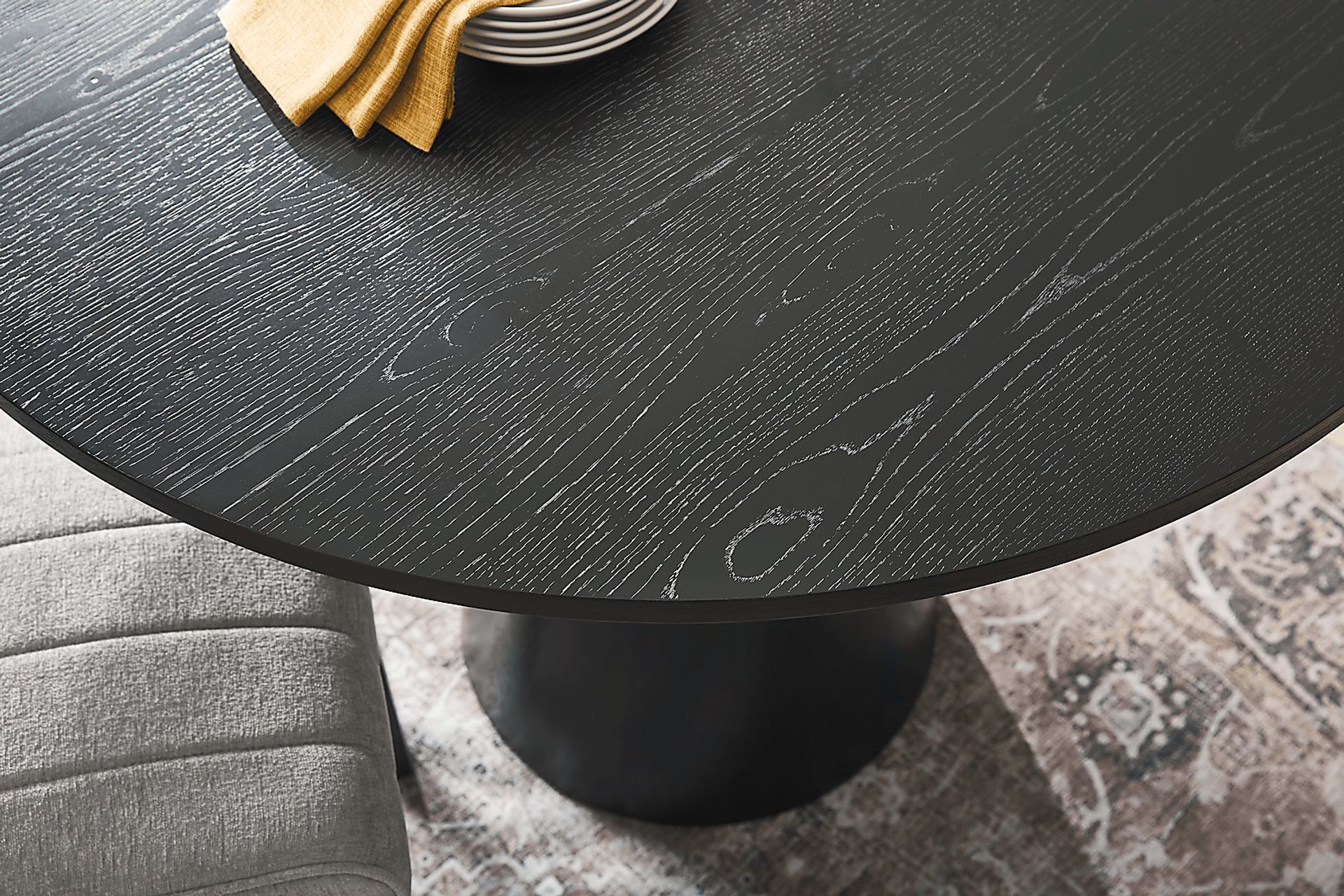 Kendall Black 3 Pc 48" Round Counter Height Dining Room with Gray Stools - Image 3