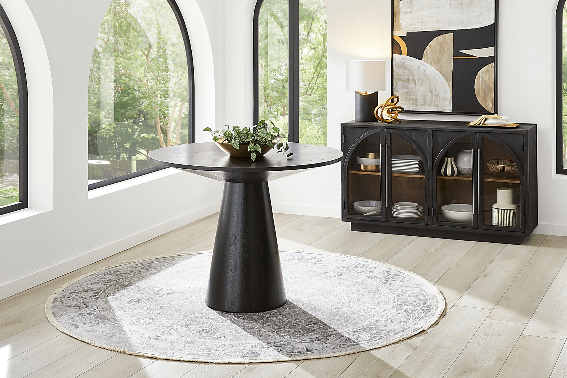 Kendall Black 3 Pc 48" Round Counter Height Dining Room with Gray Stools - Image 5