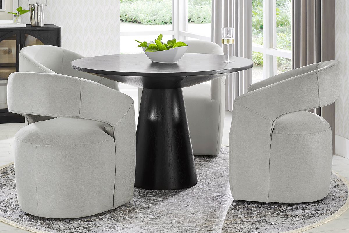 Kendall 5 Pc Black Black,Colors Gray Dining Room Set With 48" Dining