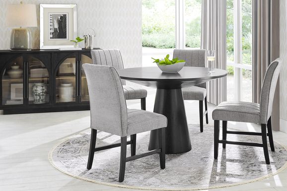 Kendall Black 5 Pc 48" Round Dining Room with Gray Side Chairs