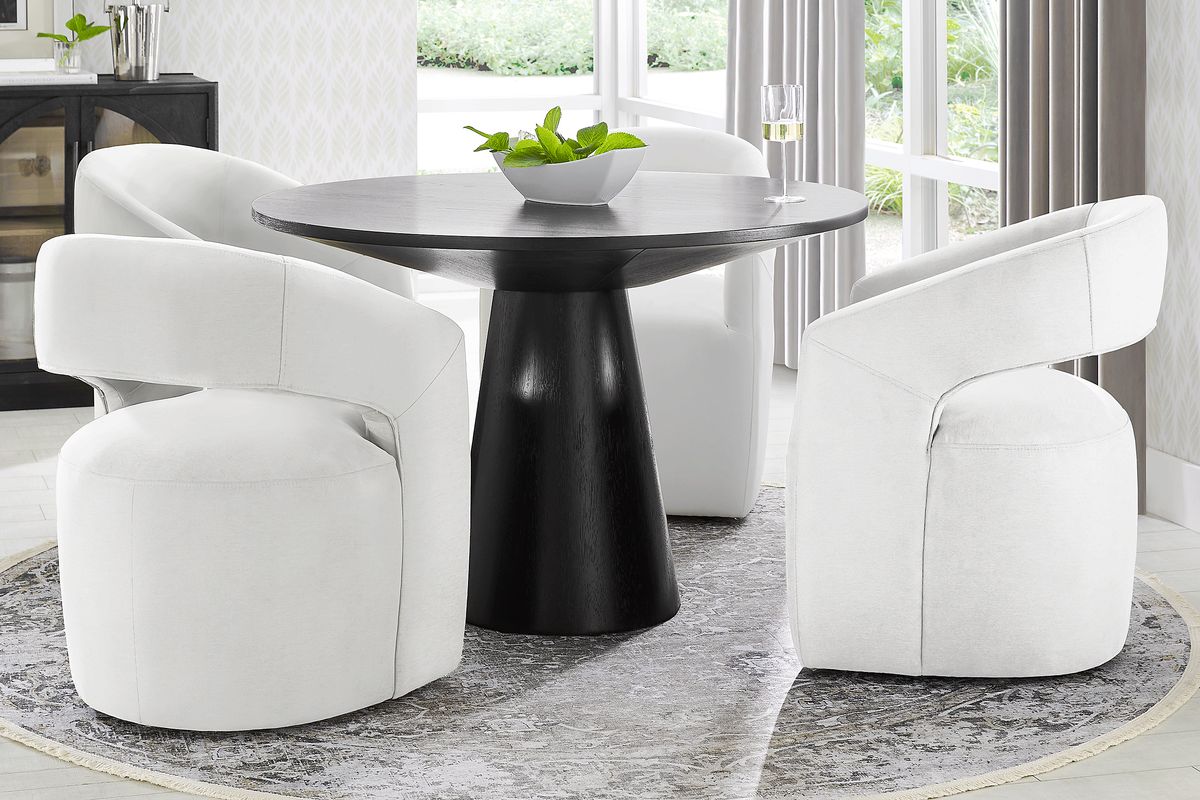 Kendall 5 Pc Black Black,Colors White Dining Room Set With Side Chair