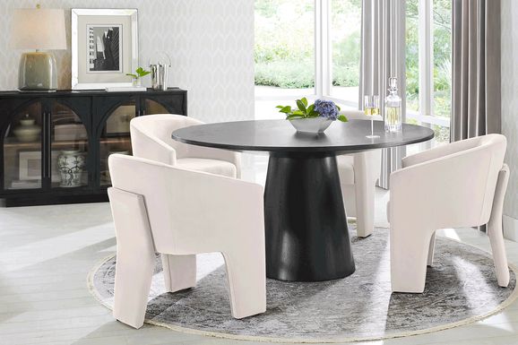 Kendall Black 5 Pc 59" Round Dining Room with Cream Arm Chairs