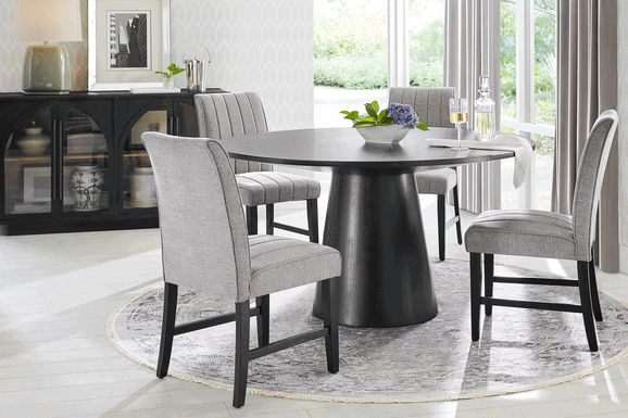 Kendall Black 5 Pc 59" Round Dining Room with Gray Side Chairs
