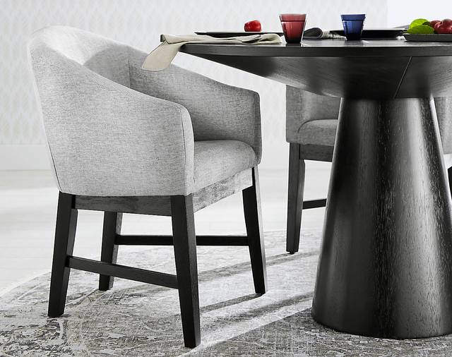 Kendall Gray Arm Chair with Black Legs - Thumbnail - Image 4
