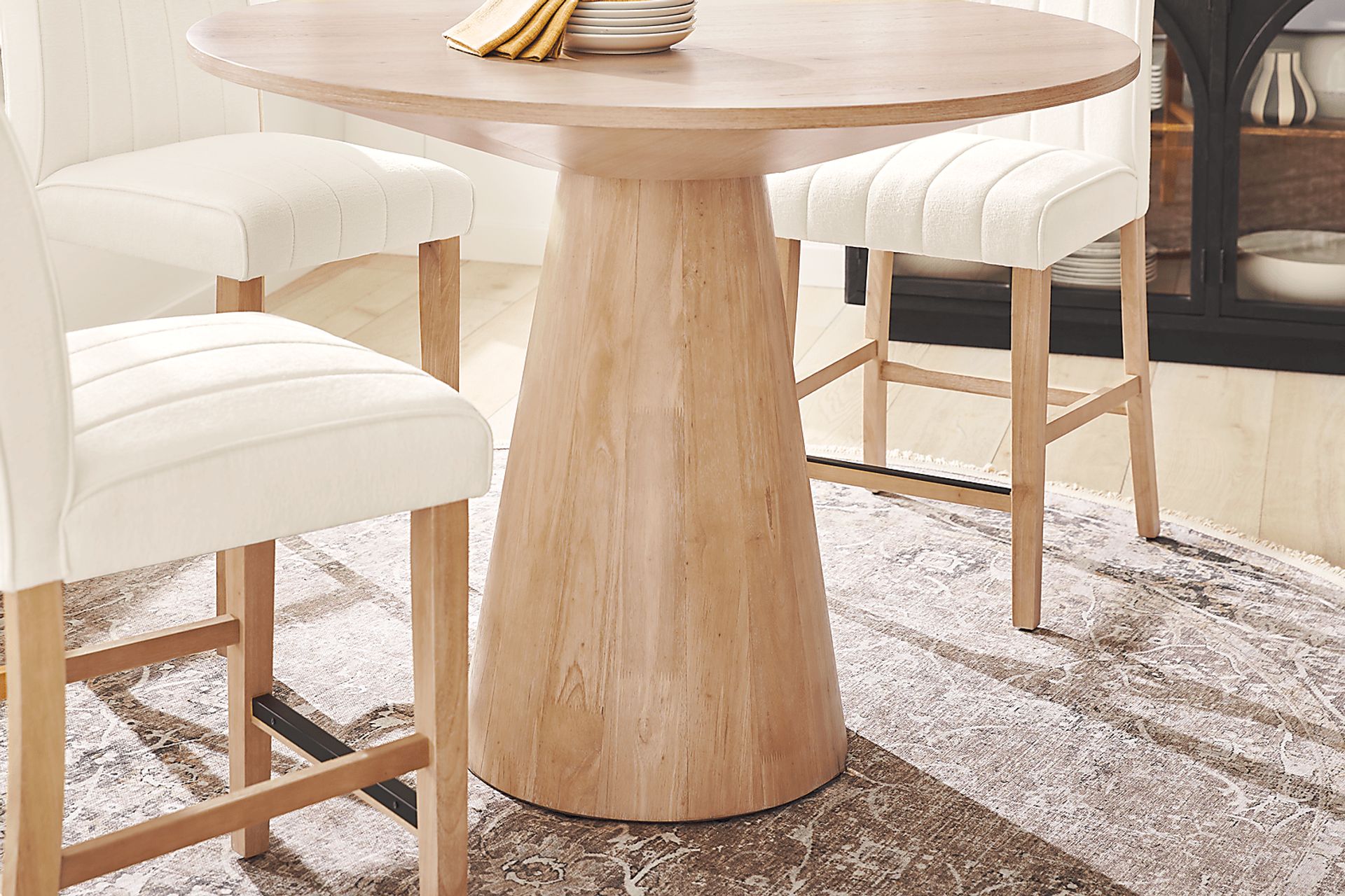 Kendall Natural 3 Pc 48" Round Counter Height Dining Room with White Stools - Image 4