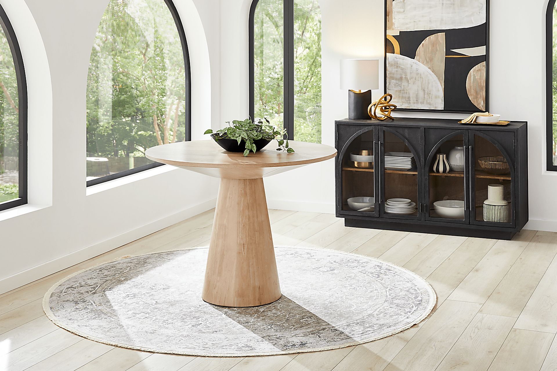 Kendall Natural 3 Pc 48" Round Counter Height Dining Room with White Stools - Image 5