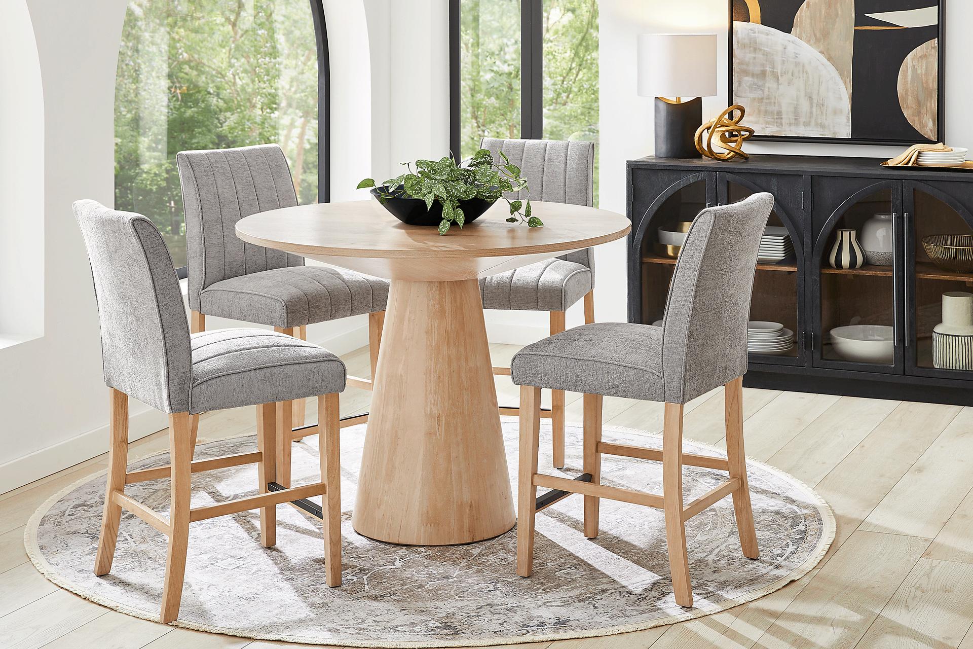 Kendall Natural 5 Pc 48" Round Counter Height Dining Room with Gray Stools