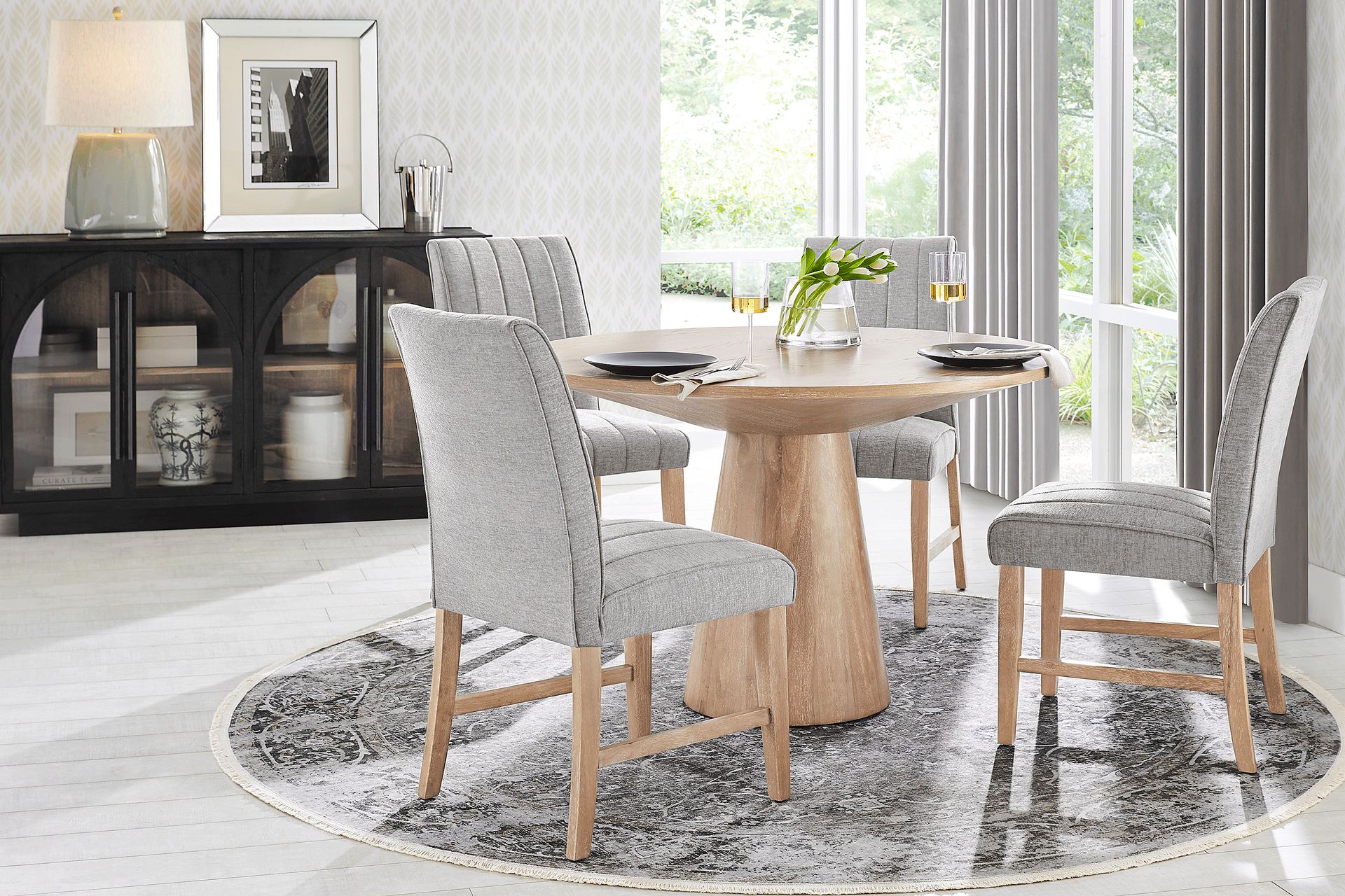 Kendall Natural 5 Pc 48" Round Dining Room with Gray Side Chairs - Image 1