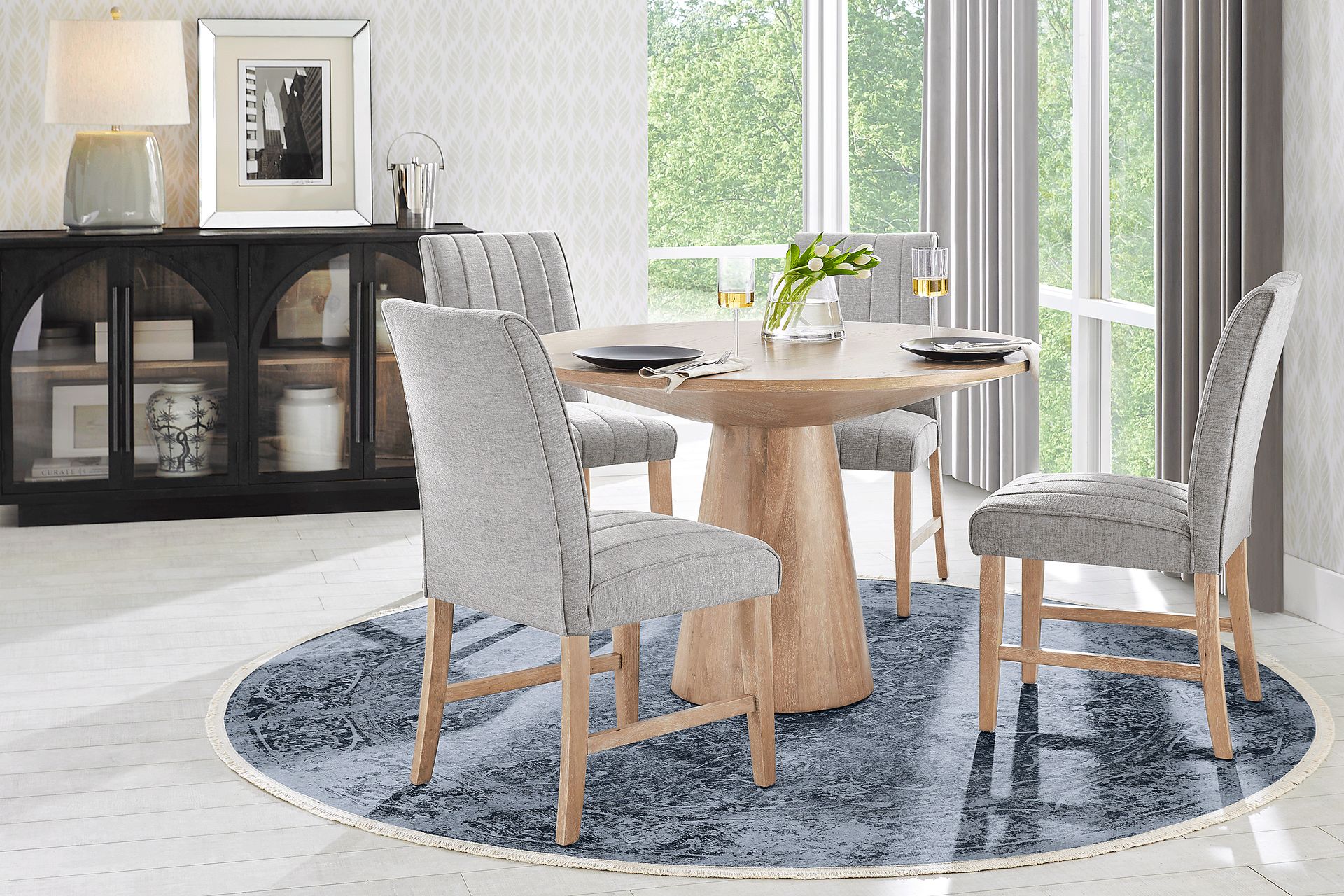 Kendall Natural 5 Pc 48" Round Dining Room with Gray Side Chairs - Image 1