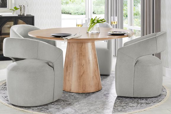Kendall Natural 5 Pc 59" Round Dining Room with Gray Cascade Park Arm Chairs