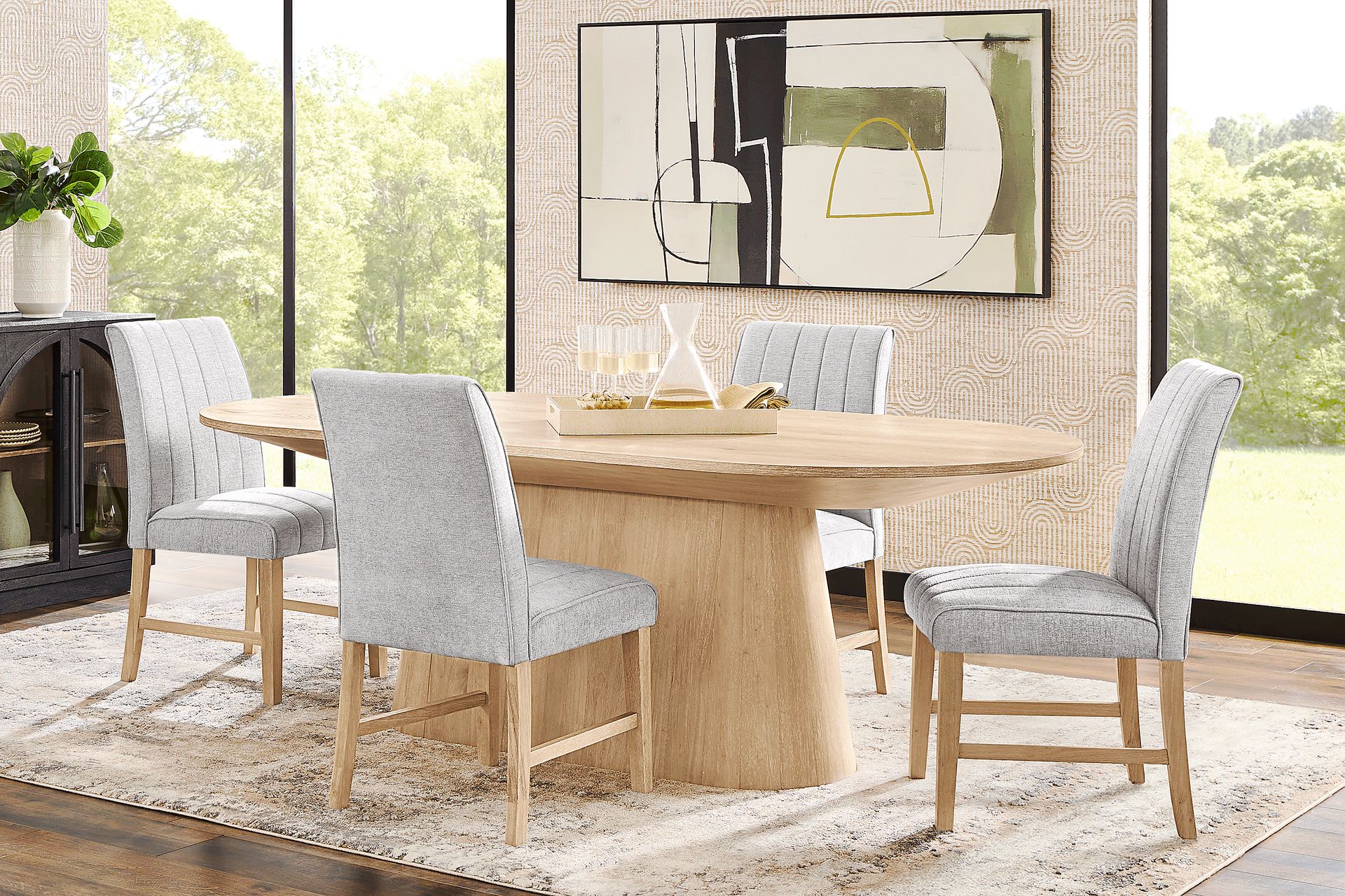 Kendall Natural 5 Pc Oval Dining Room with Gray Side Chairs - Image 1
