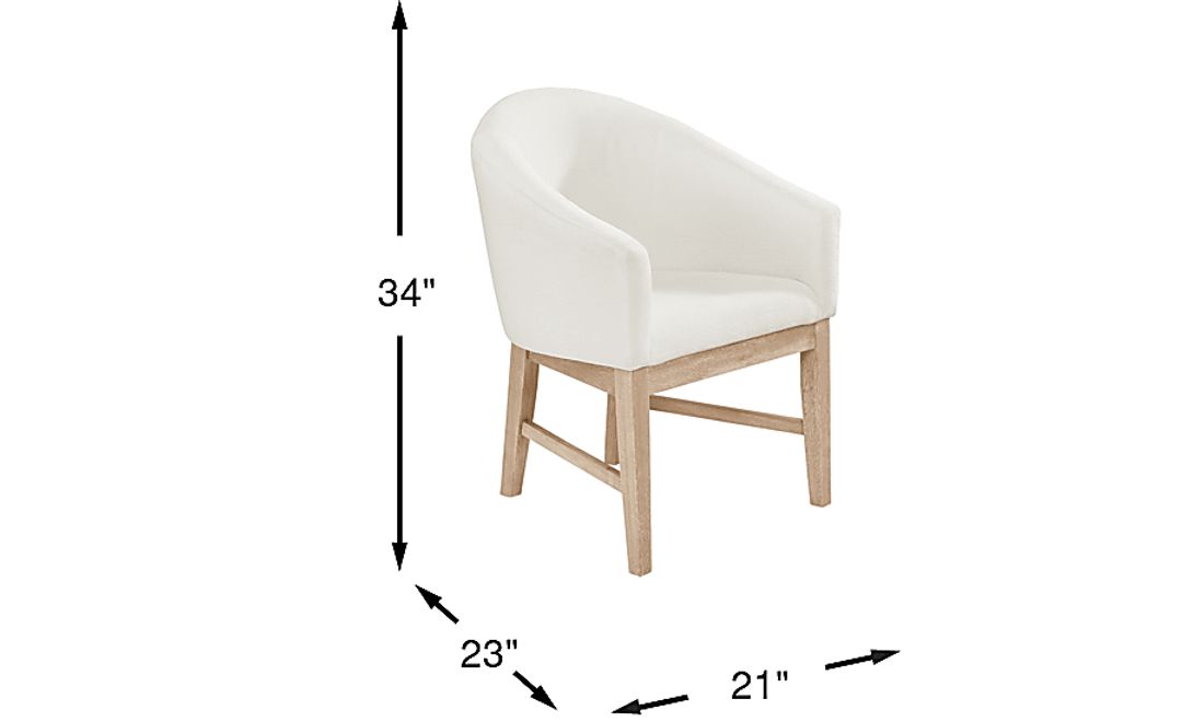 Kendall White Arm Chair with Natural Legs