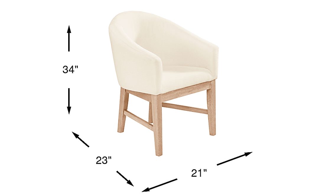 Kendall White Arm Chair with Natural Legs