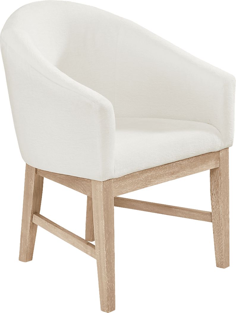 Kendall White Arm Chair with Natural Wood Frame