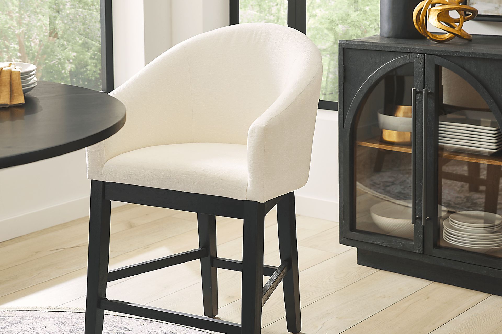 Kendall White Counter Height Stool with Black Legs - Image 4