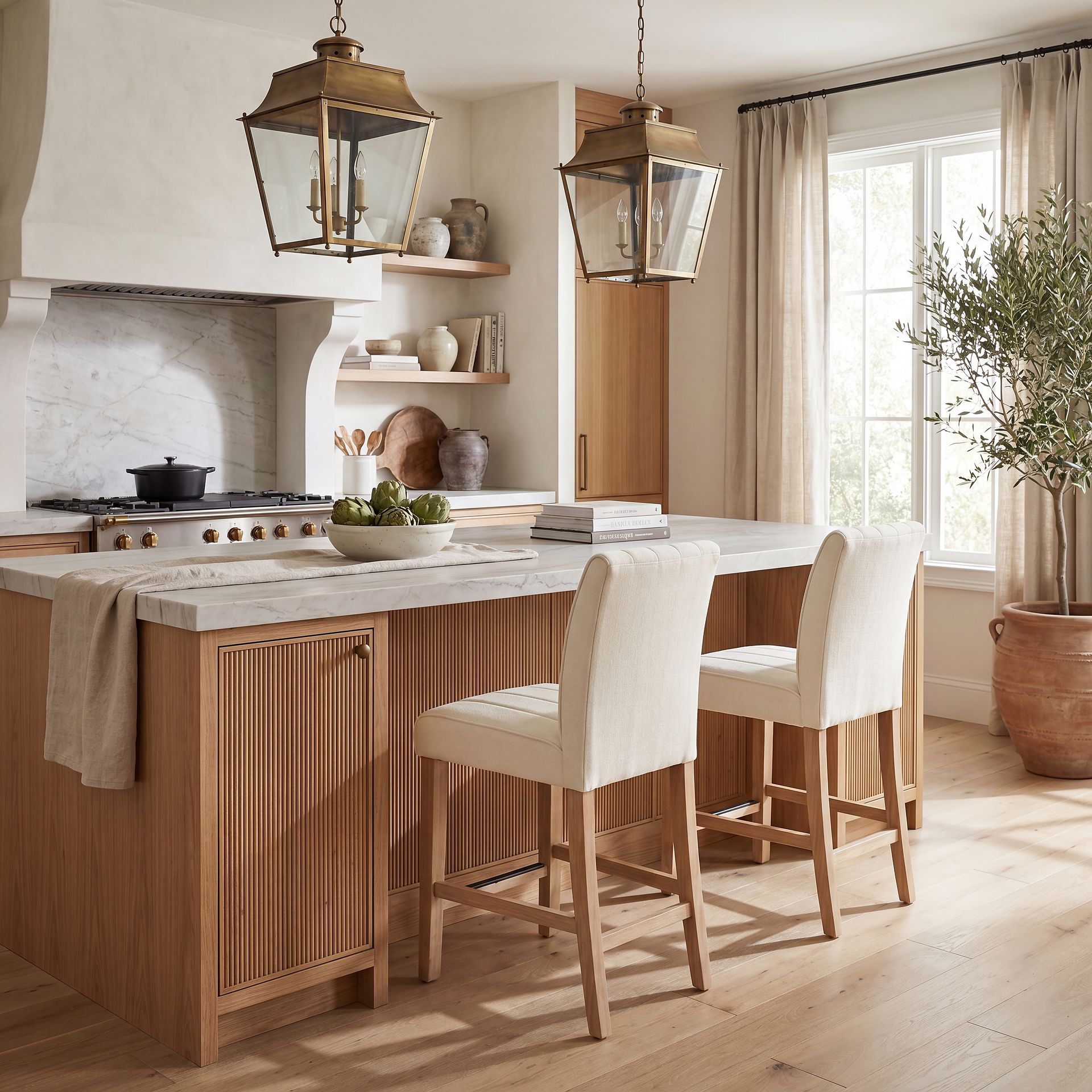 Kendall Natural 3 Pc 48" Round Counter Height Dining Room with White Stools - Image 10