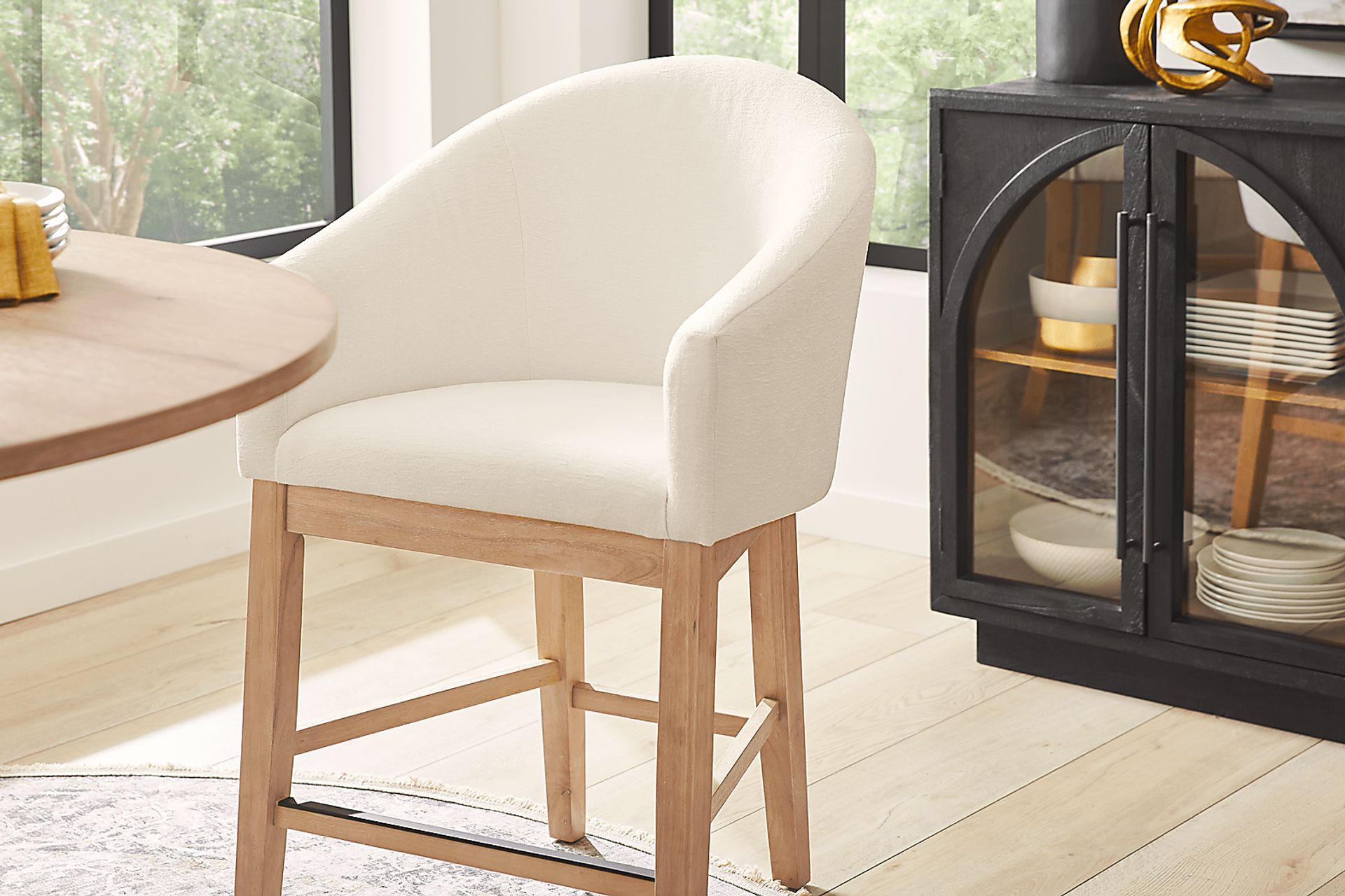 Kendall White Counter Height Stool with Natural Legs - Image 3