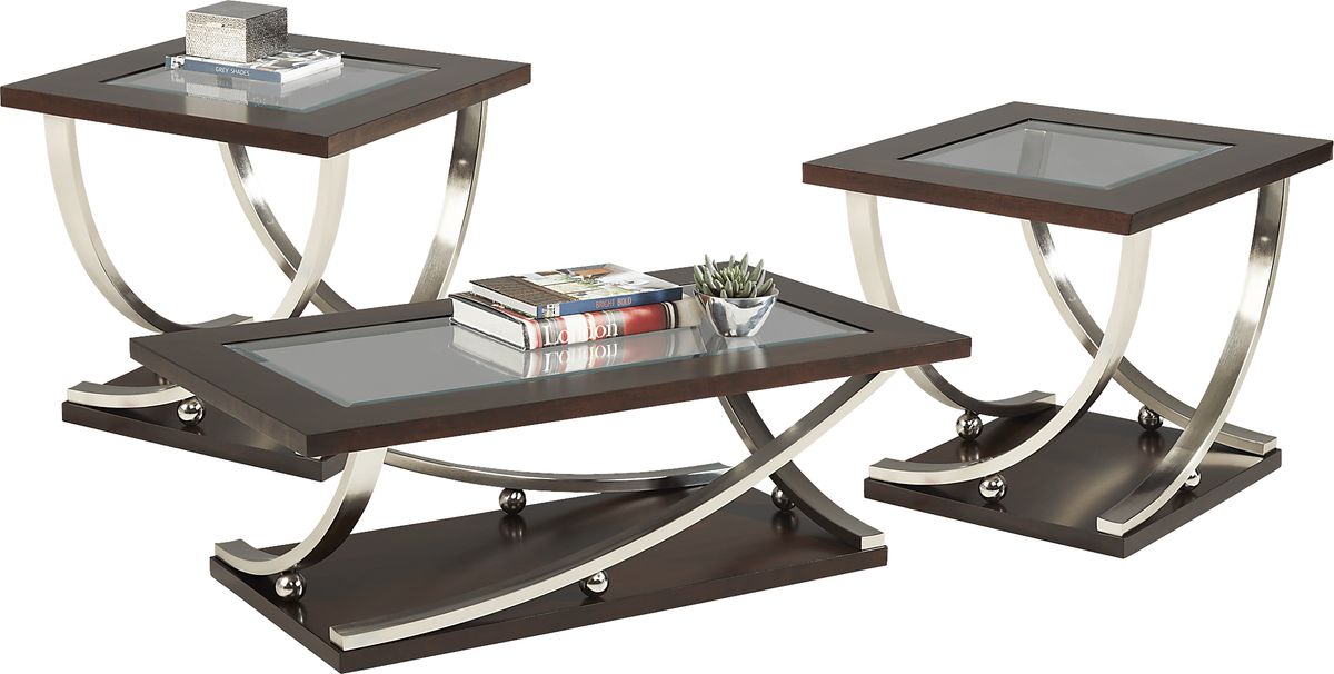 Kendare Brown Cherry Dark Wood 3 Pc Rectangle Table Set | Rooms to Go