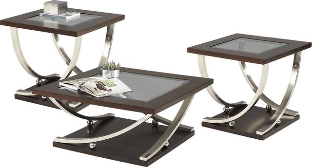 Kendare Brown Cherry 3 Pc Square Table Set - Thumbnail - Image 1