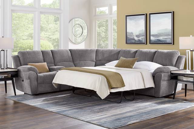 Kenmore Heights Charcoal 5 Pc Power Reclining Gel Foam Sleeper Sectional - Thumbnail - Image 2
