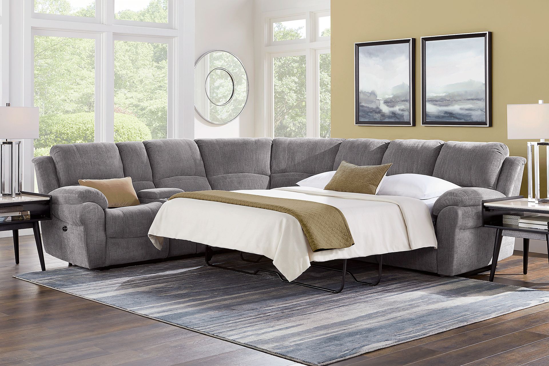 Kenmore Heights Charcoal 5 Pc Power Reclining Gel Foam Sleeper Sectional - Image 2