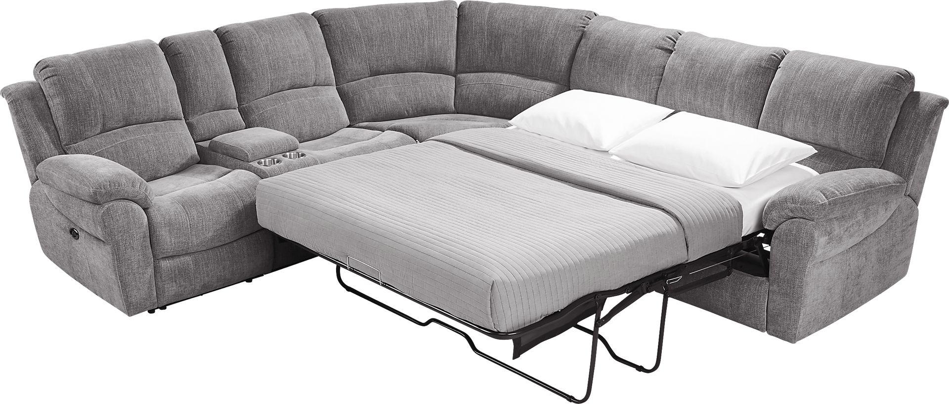 Kenmore Heights Charcoal 5 Pc Power Reclining Sleeper Sectional - Image 3