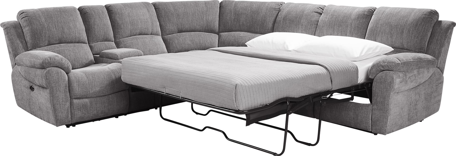 Kenmore Heights Charcoal 5 Pc Power Reclining Sleeper Sectional - Image 1