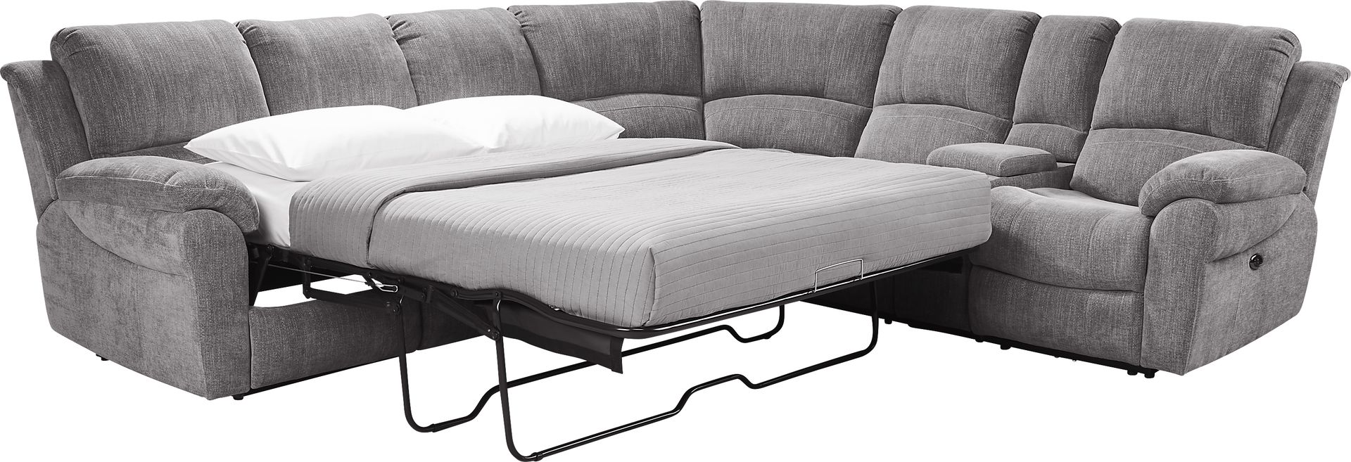 Kenmore Heights Charcoal 8 Pc Power Reclining Sleeper Sectional Living Room - Image 3