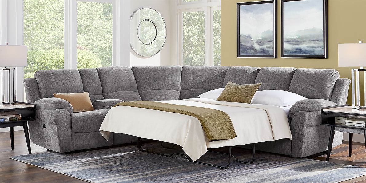 Kenmore Heights 8 Pc Charcoal Black,Gray Fabric,Woven Power Reclining Living Room Set With Right