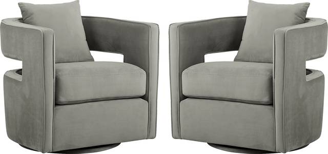 Kennedy Gray Swivel Chair (Set of 2) - Thumbnail - Image 1