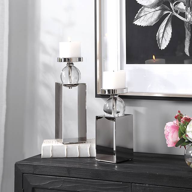 Kenoisha Nickel Candle Holder, Set of 2 - Thumbnail - Image 2