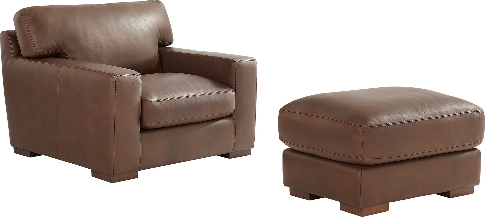 Kensington Coffee 2 Pc Leather Chair and Ottoman Set - Image 1