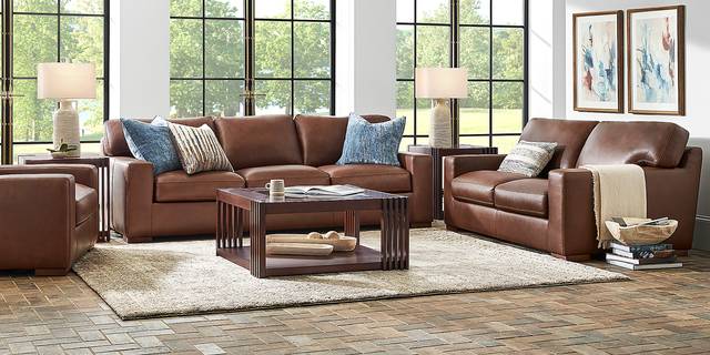 Kensington Coffee Leather Sofa - Thumbnail - Image 2