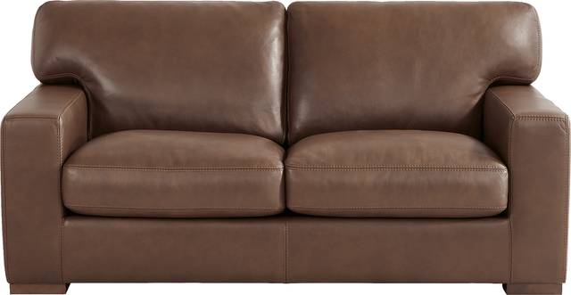 Kensington Coffee Leather Loveseat - Thumbnail - Image 1
